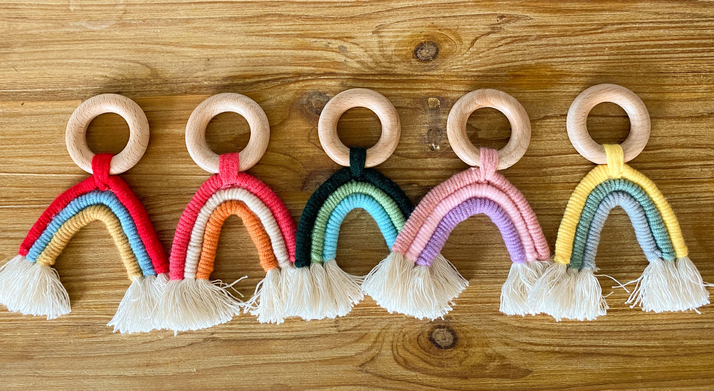 Wooden Macrame Rainbow Teether