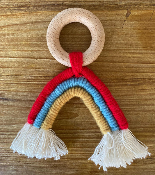 Wooden Macrame Rainbow Teether