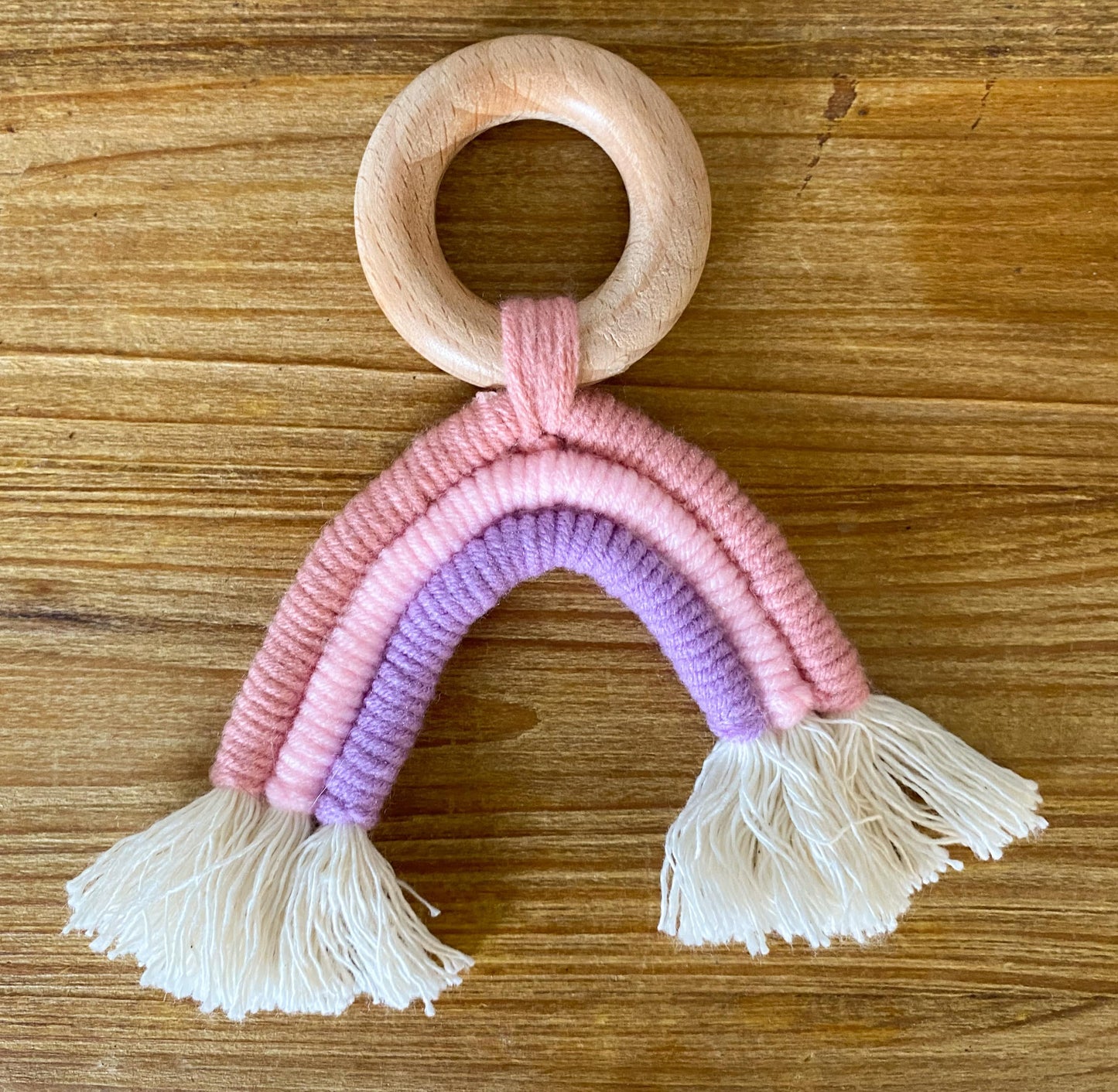Wooden Macrame Rainbow Teether