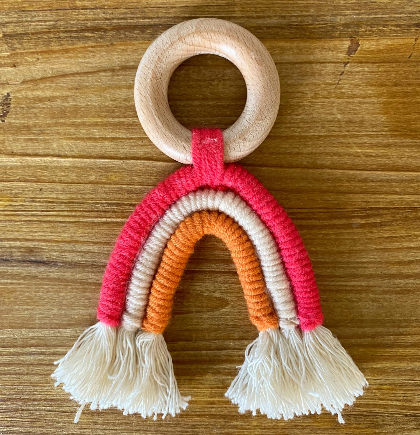 Wooden Macrame Rainbow Teether